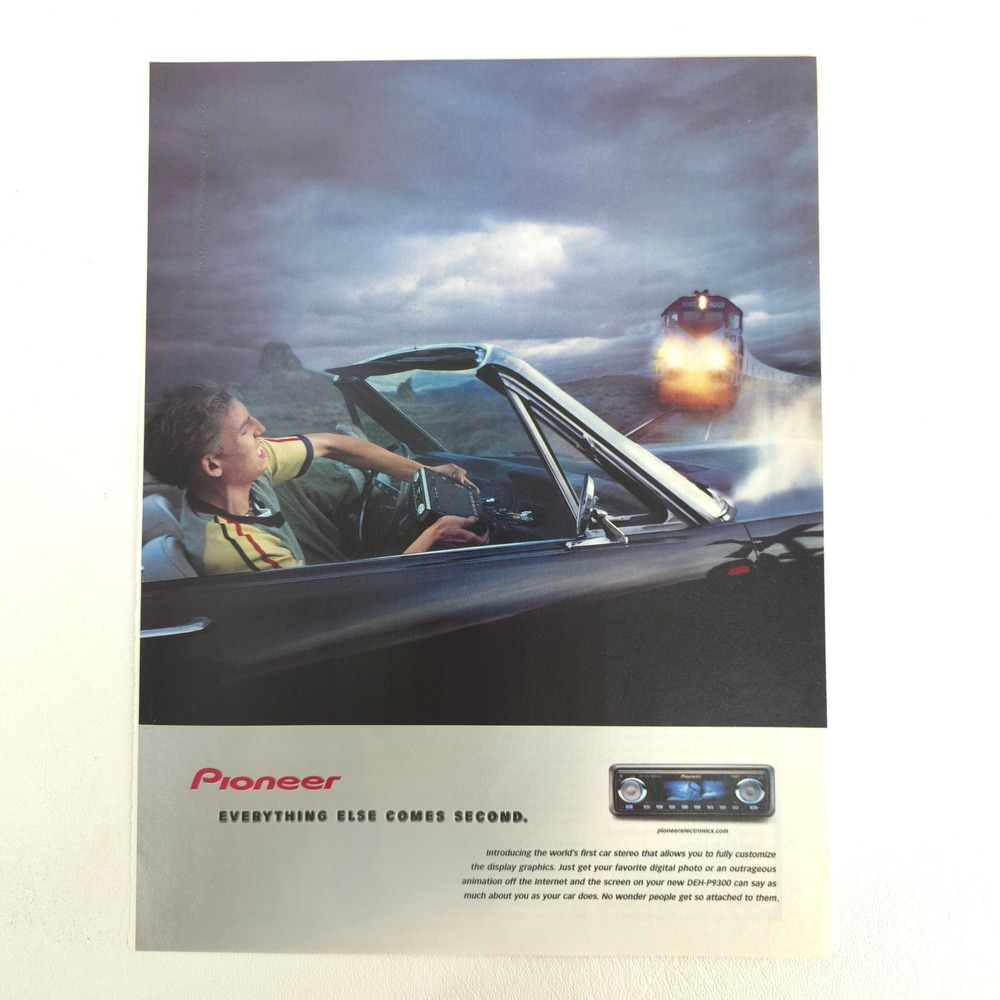 Pioneer Volkswagen Karmann Ghia Convertible Print Ad 2001 Car Audio Garage Decor